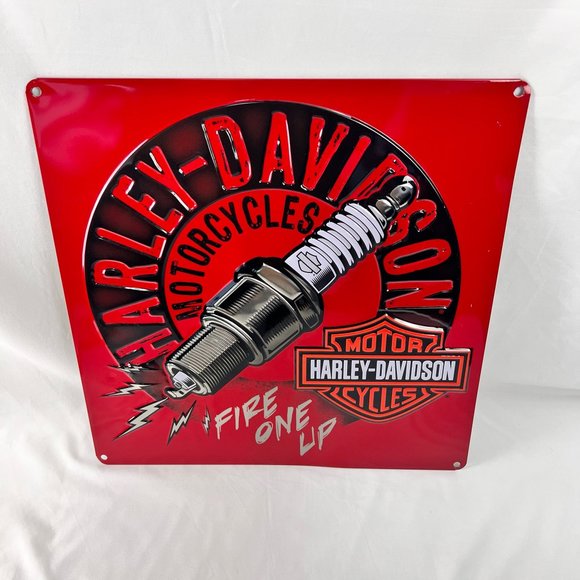Harley Davidson Spark Plug Fire One 3D Metal Sign Advertisement - Picture 1 of 3